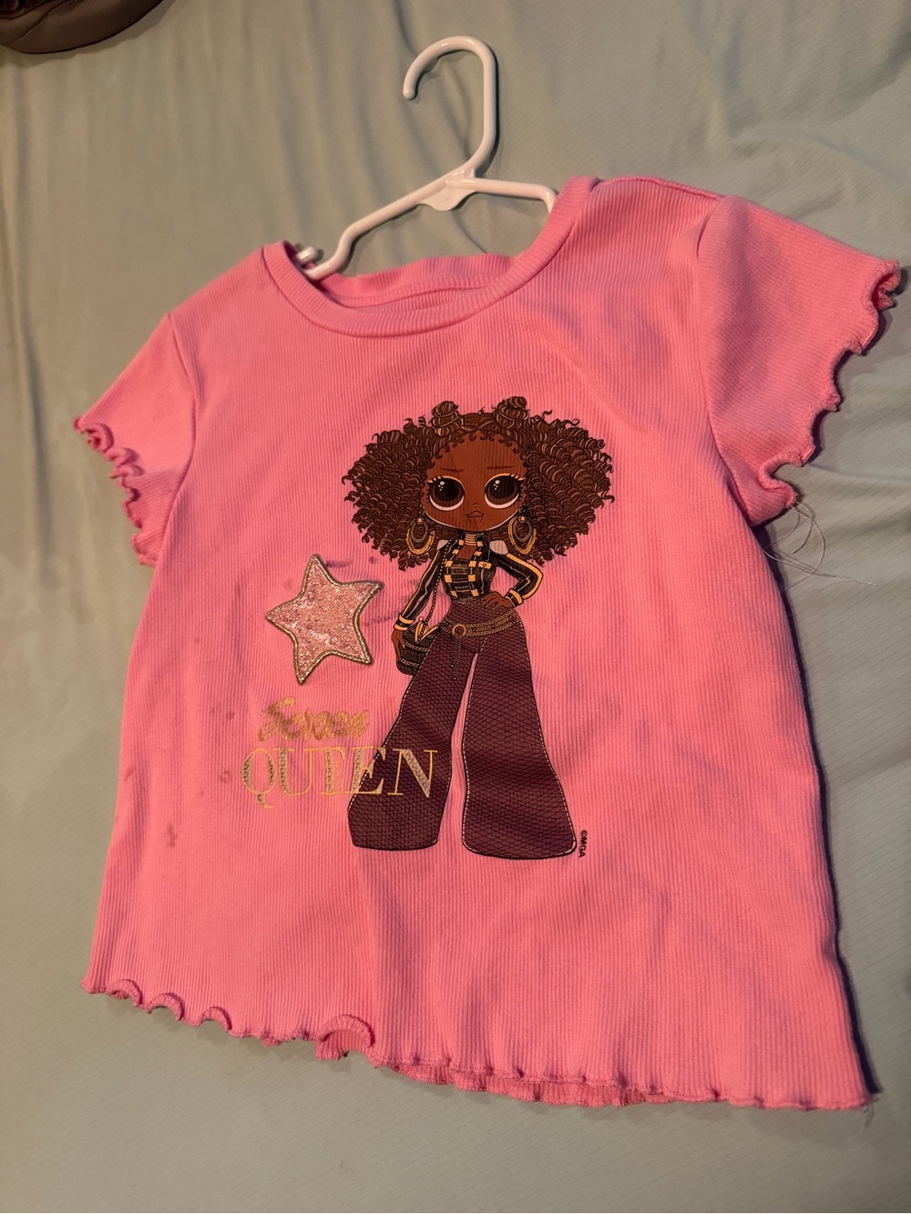 L.O.L. Surprise! Pink Short Sleeve Tee with Glitter Star & Doll Graphic